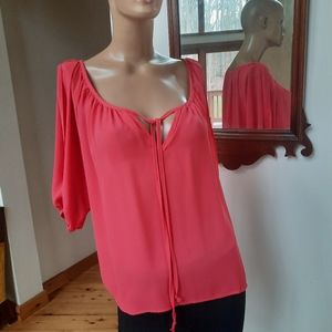 Buttons. Medium. Coral blouse. Pretty! Like New. Fast Ship.